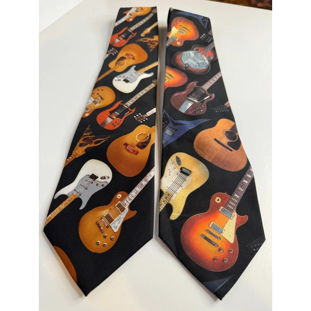 Vintage Guitar‎ Necktie Pair Ralph Marlin Utopia Music Novelty Ties
